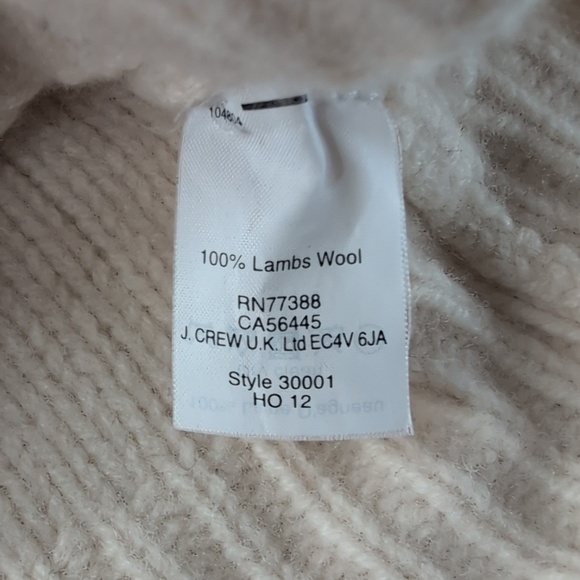 J. Crew Lambs Wool Handknit Cream Crewneck Sweater - Picture 10 of 12